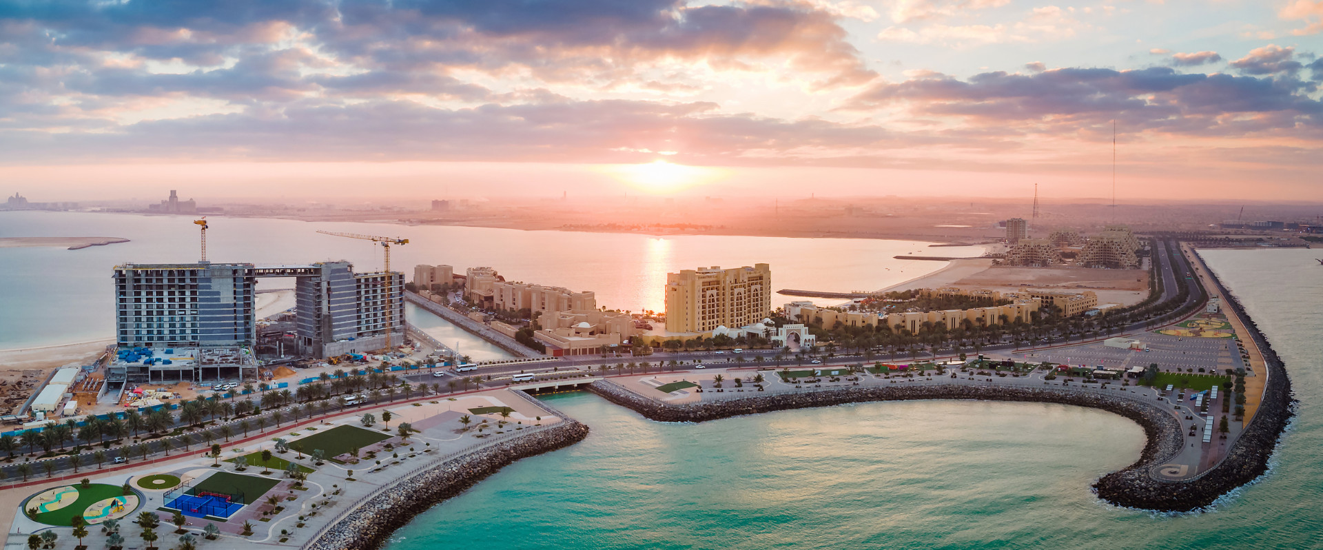 Beachfront Development Plot — Ras Al Khaimah, UAE. Location imagery; not a photograph of the offered asset.